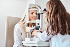 woman having eyes tested