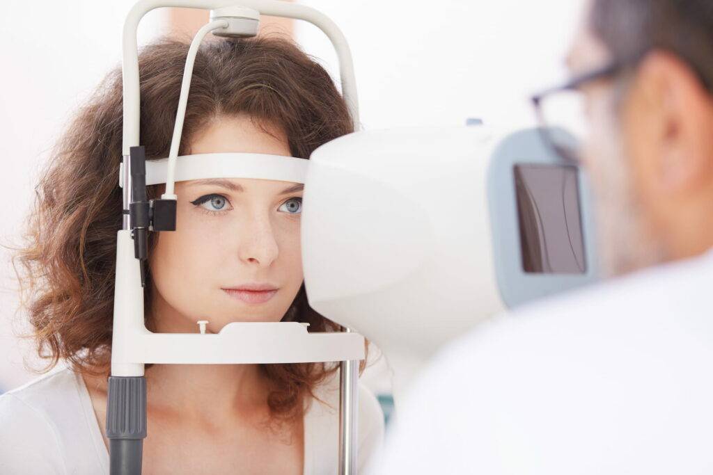 Woman having her eyes tested